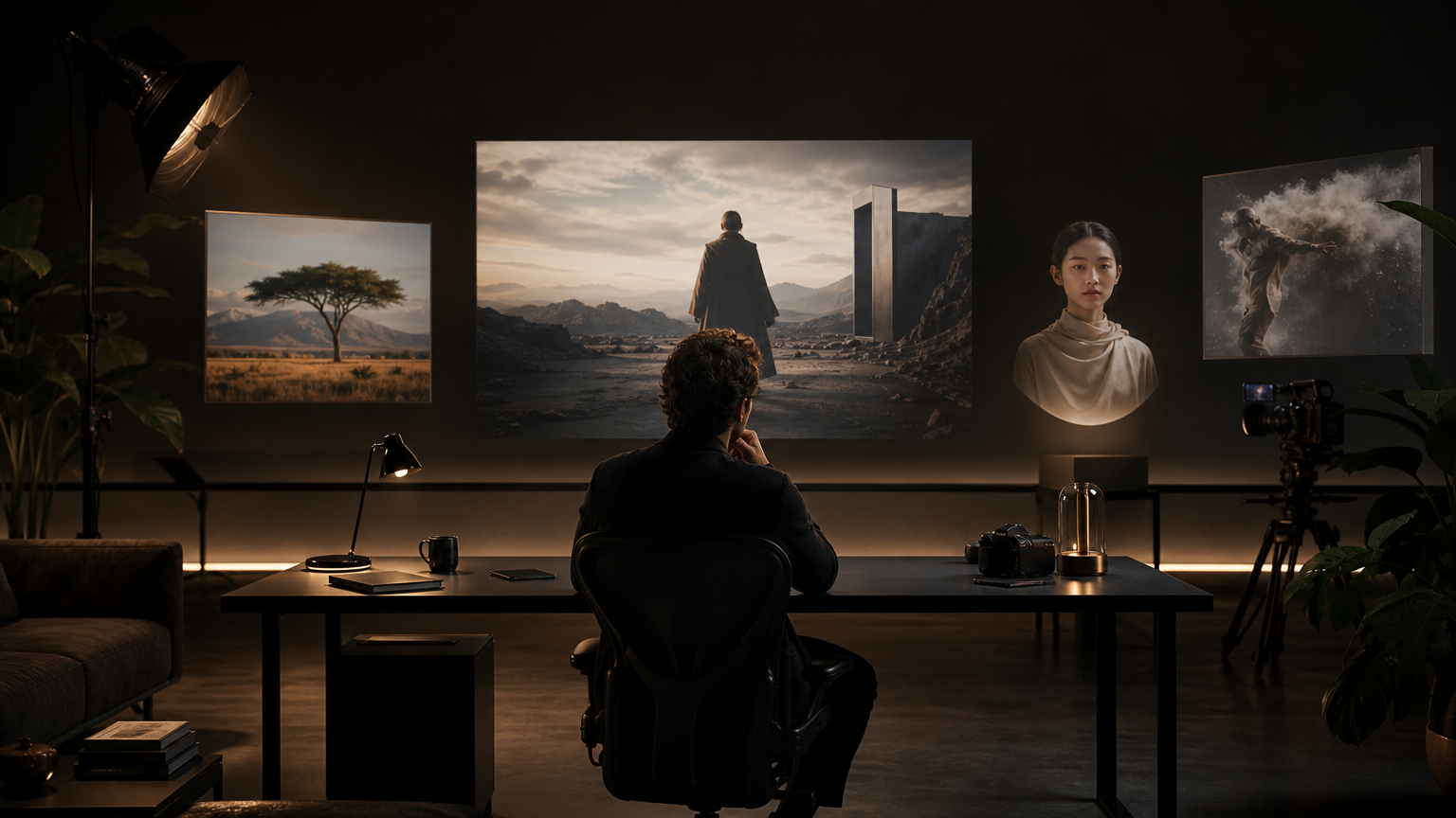 Premium Wide Hero Image for an AI Creative Production Studio Website